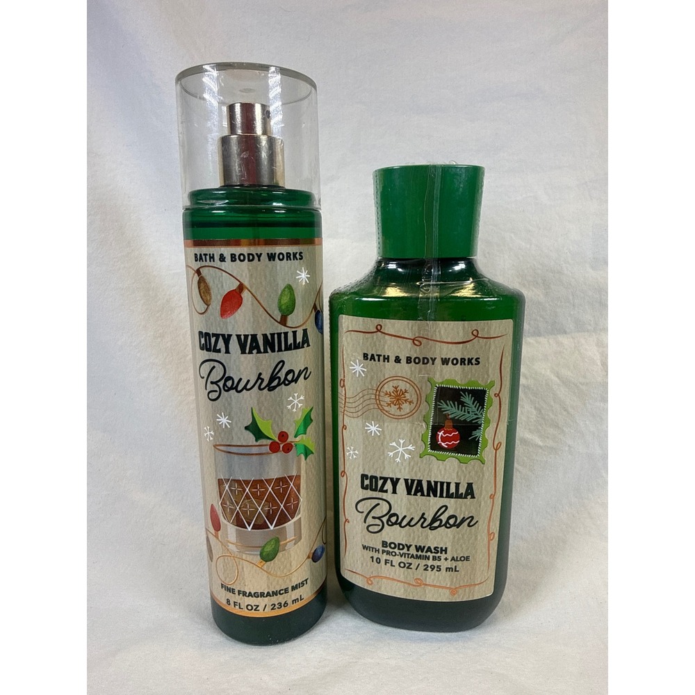 Bath & Body Works Cozy Vanilla Bourbon Fragrance Mist & Body Wash Set New